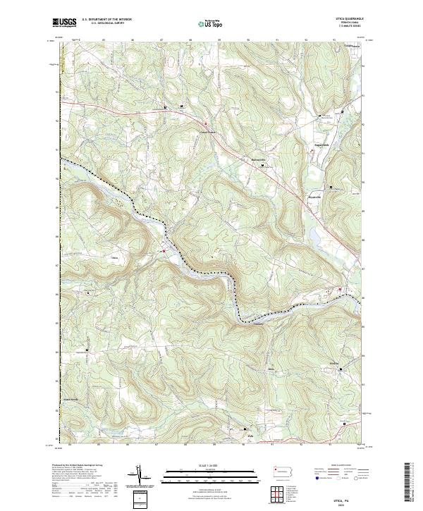 Utica, PA — USGS 7.5-minute topo (2023)