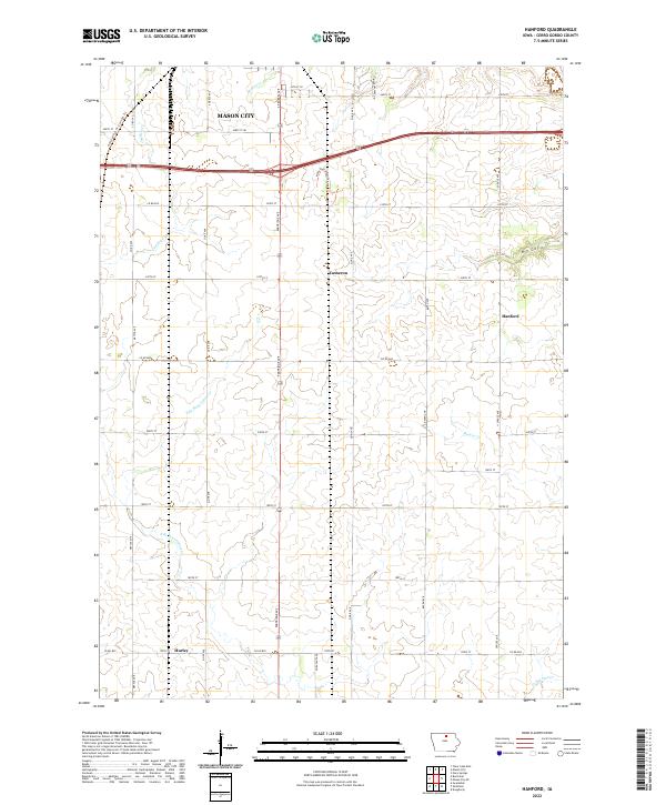Hanford, IA — USGS 7.5-minute topo (2022)