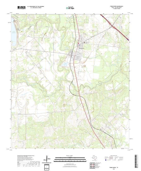 Three Rivers, TX — USGS 7.5-minute topo (2022)