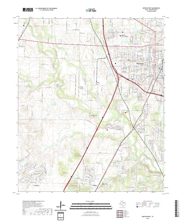 Denton West, TX — USGS 7.5-minute topo (2022)