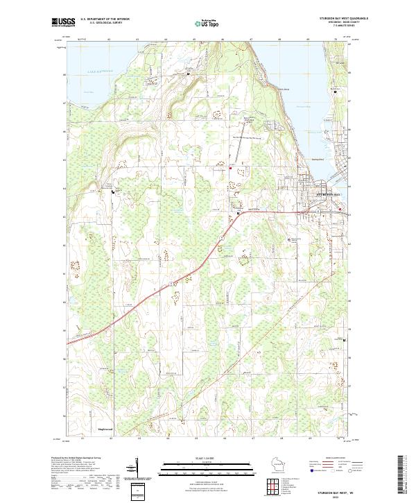 Sturgeon Bay West, WI — USGS 7.5-minute topo (2022)