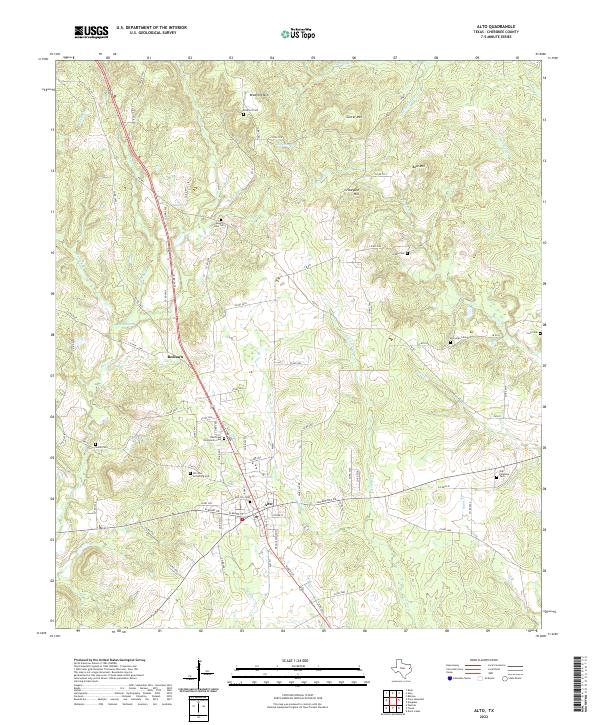Alto, TX — USGS 7.5-minute topo (2022)