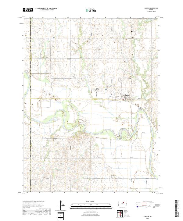 Clifton, KS — USGS 7.5-minute topo (2022)