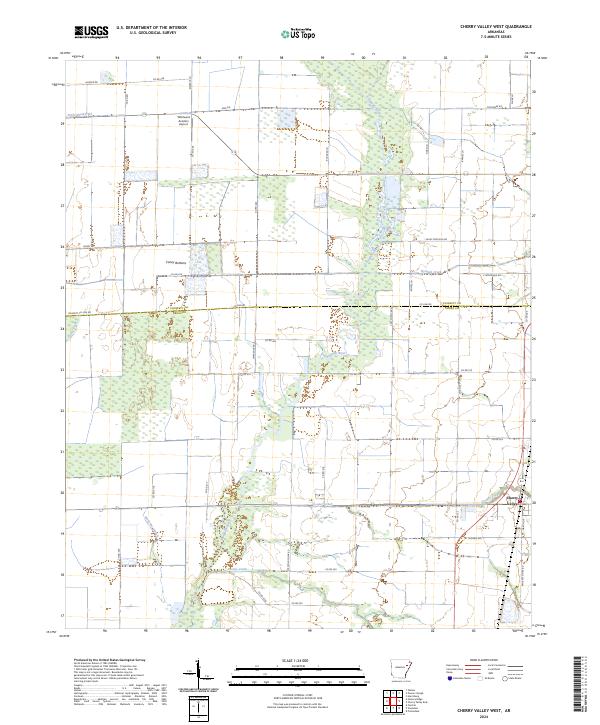 Cherry Valley West, AR — USGS 7.5-minute topo (2024)