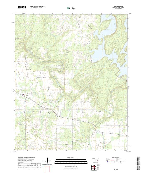 Lane, OK — USGS 7.5-minute topo (2022)