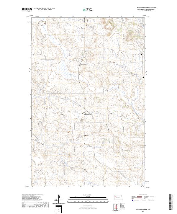 Johnsons Corner, ND — USGS 7.5-minute topo (2024)