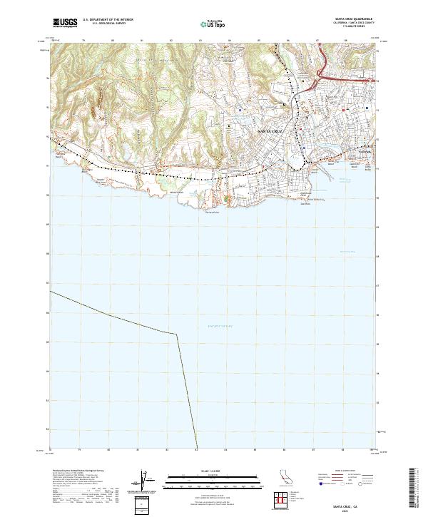 Santa Cruz, CA — USGS 7.5-minute topo (2021)