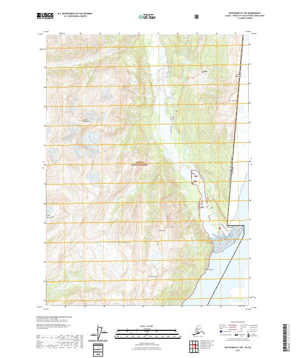 Ketchikan D-1 NE, AK-BC — USGS 7.5-minute topo (2021)