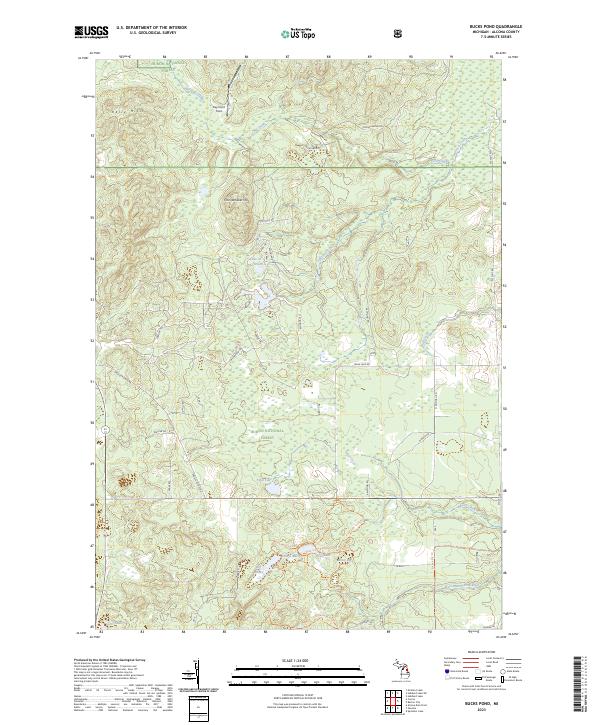 Bucks Pond, MI — USGS 7.5-minute topo (2023)