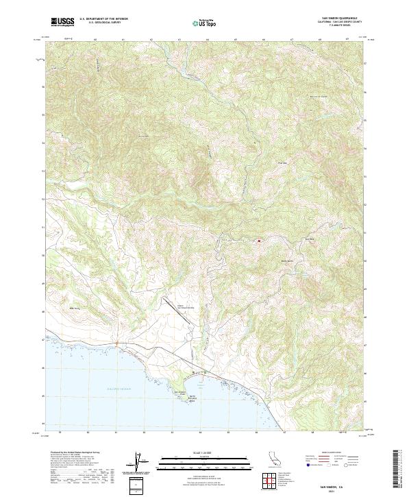 San Simeon, CA — USGS 7.5-minute topo (2021)