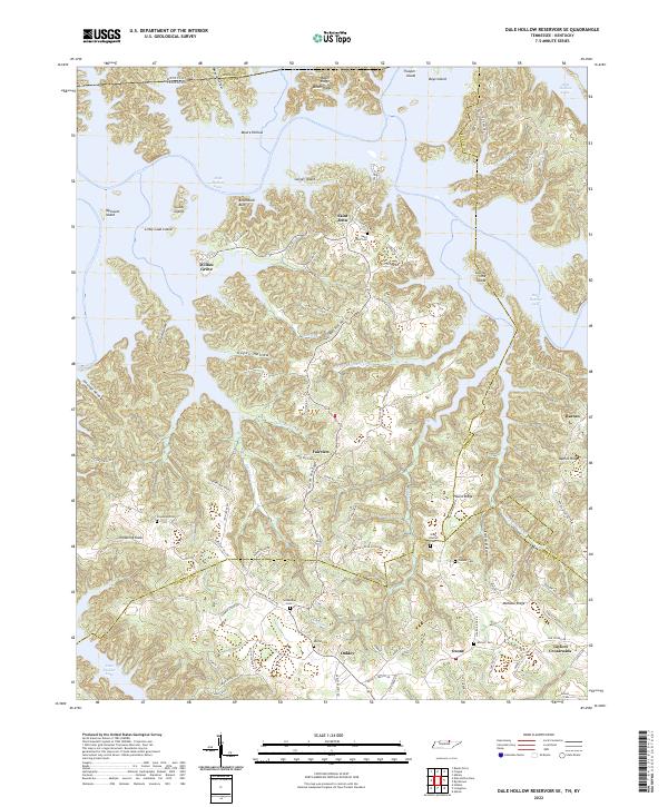 Dale Hollow Reservoir SE, TN-KY — USGS 7.5-minute topo (2022)