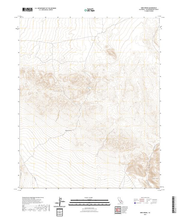Bird Spring, CA — USGS 7.5-minute topo (2021)
