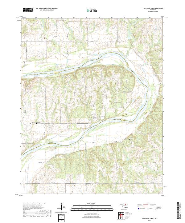 Prettyhair Creek, OK — USGS 7.5-minute topo (2022)