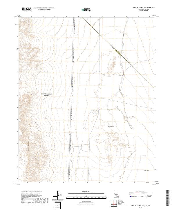 West of Juniper Mine, CA-NV — USGS 7.5-minute topo (2021)