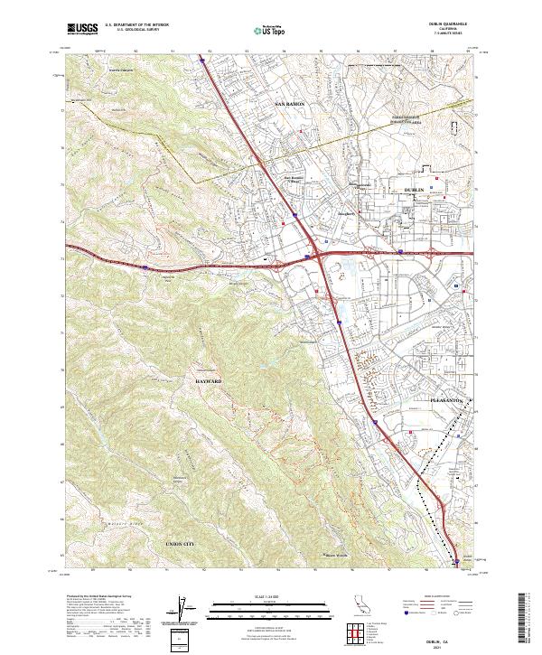 Dublin, CA — USGS 7.5-minute topo (2021)