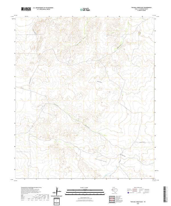 Two Mill Draw East, TX — USGS 7.5-minute topo (2022)