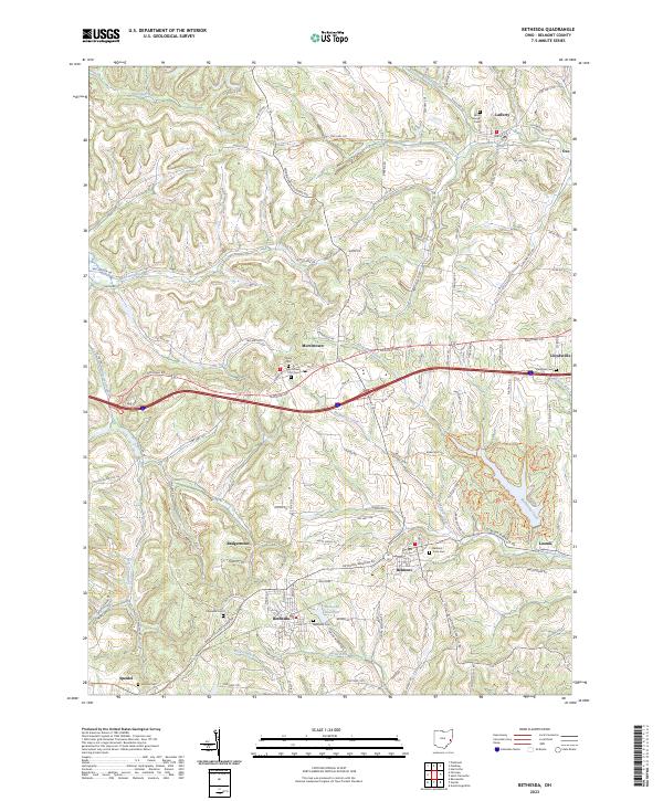 Bethesda, OH — USGS 7.5-minute topo (2023)