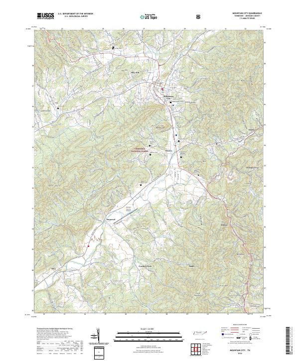 Mountain City, TN — USGS 7.5-minute topo (2022)