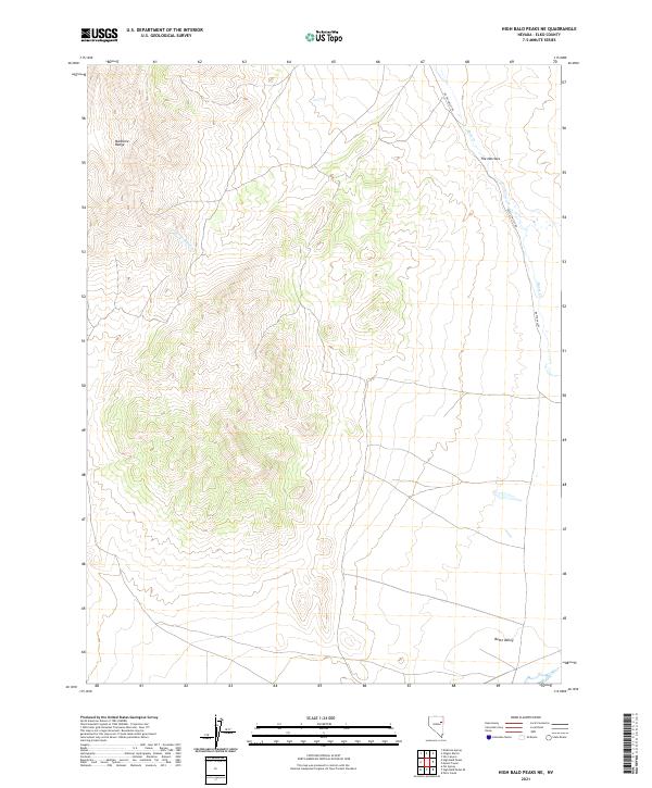 High Bald Peaks NE, NV — USGS 7.5-minute topo (2021)