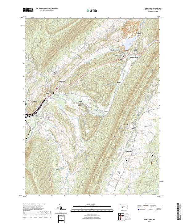 Frankstown, PA — USGS 7.5-minute topo (2023)