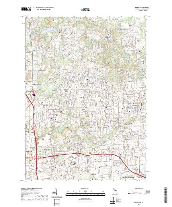 Rochester, MI — USGS 7.5-minute topo (2023)