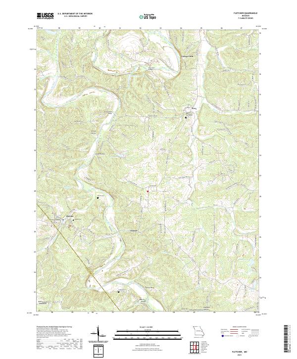 Fletcher, MO — USGS 7.5-minute topo (2021)