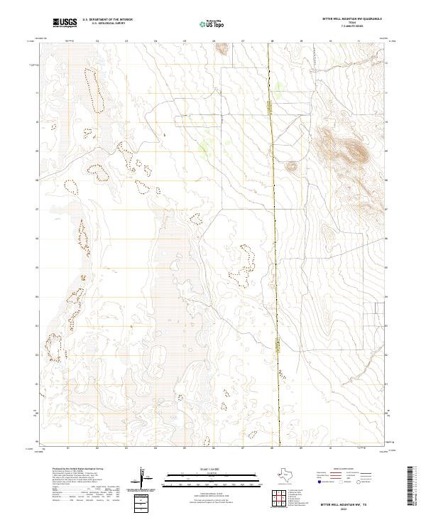 Bitter Well Mountain NW, TX — USGS 7.5-minute topo (2022)