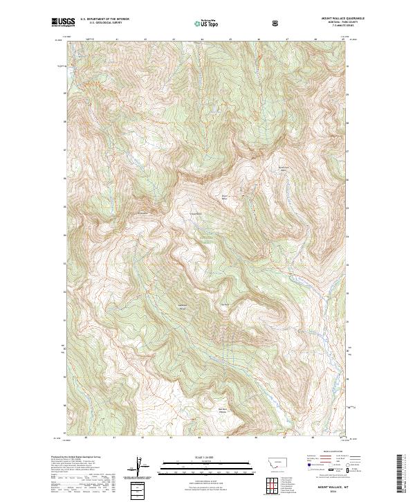 Mount Wallace, MT — USGS 7.5-minute topo (2024)