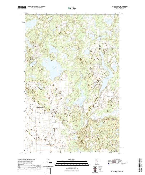 Big Basswood Lake, MN — USGS 7.5-minute topo (2022)