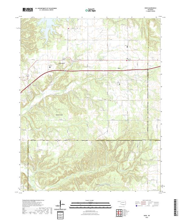 Rose, OK — USGS 7.5-minute topo (2022)