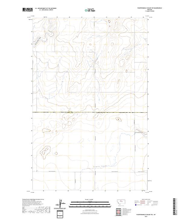 Fourteenmile Coulee SW, MT — USGS 7.5-minute topo (2024)