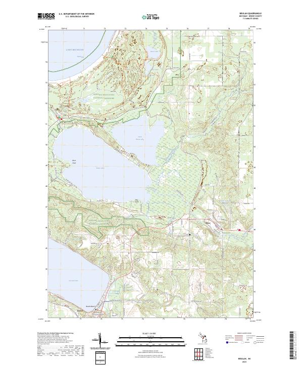Beulah, MI — USGS 7.5-minute topo (2023)