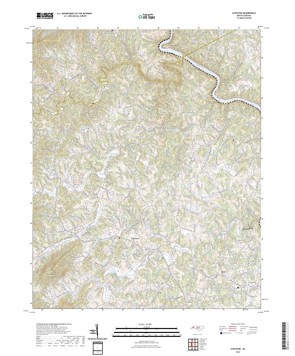 Leicester, NC — USGS 7.5-minute topo (2022)