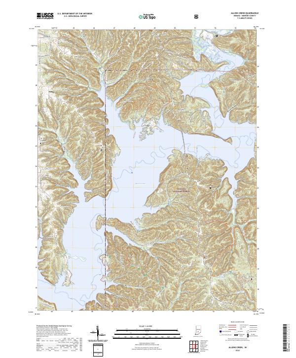 Allens Creek, IN — USGS 7.5-minute topo (2022)
