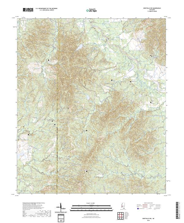 Dentville NW, MS — USGS 7.5-minute topo (2024)