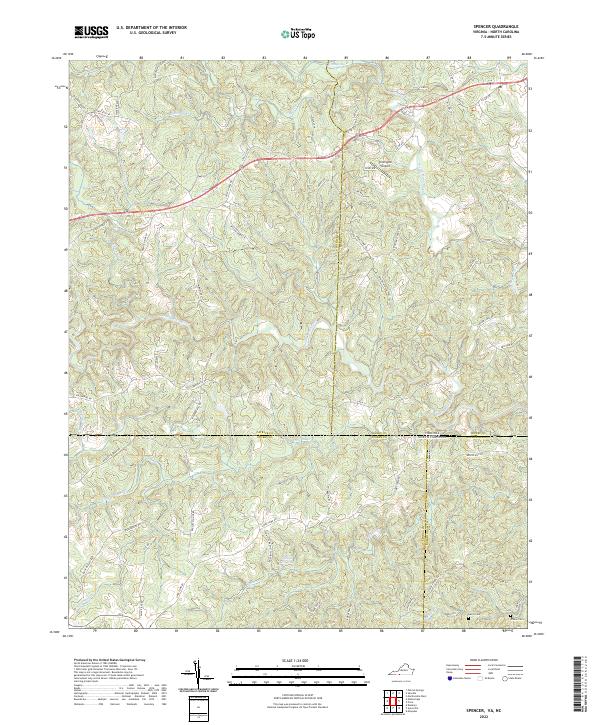 Spencer, VA-NC — USGS 7.5-minute topo (2022)