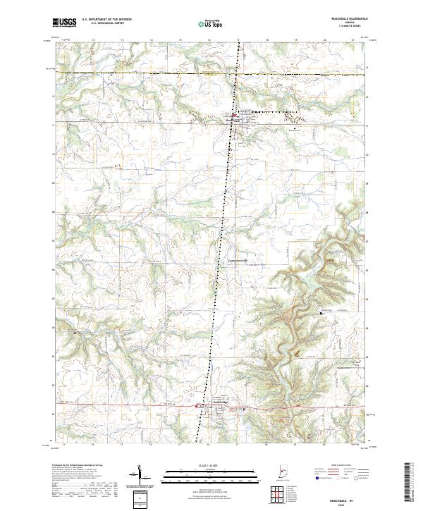Roachdale, IN — USGS 7.5-minute topo (2022)