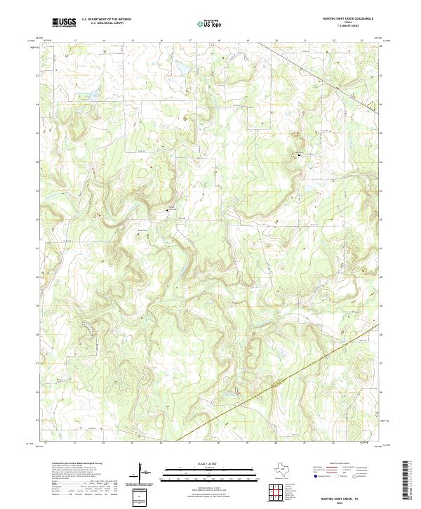 Hunting Shirt Creek, TX — USGS 7.5-minute topo (2022)