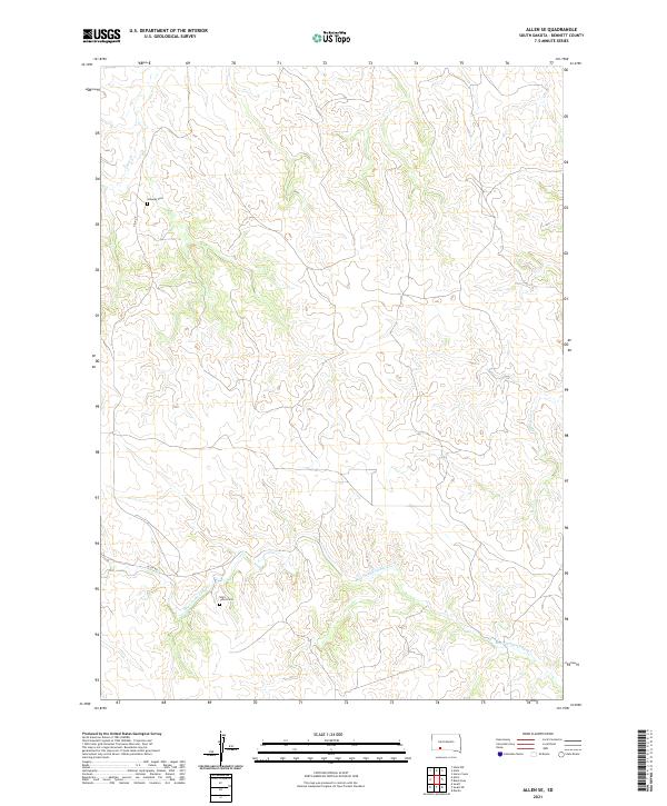 Allen SE, SD — USGS 7.5-minute topo (2021)