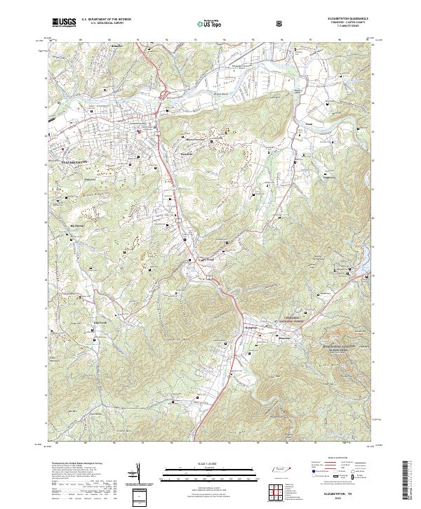 Elizabethton, TN — USGS 7.5-minute topo (2022)