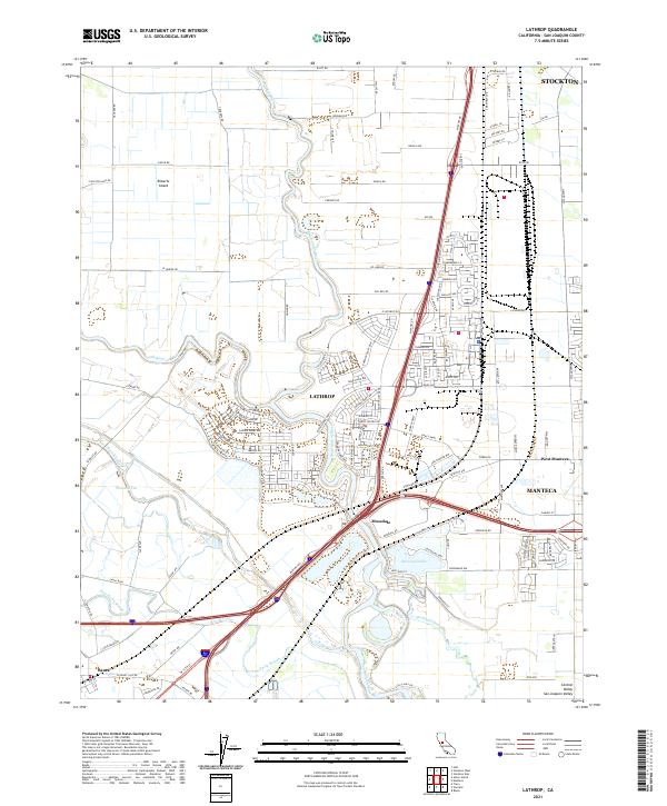 Lathrop, CA — USGS 7.5-minute topo (2021)