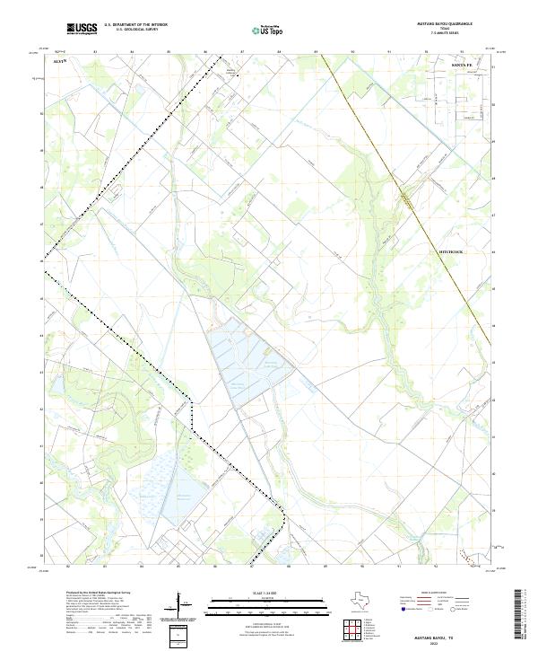 Mustang Bayou, TX — USGS 7.5-minute topo (2022)