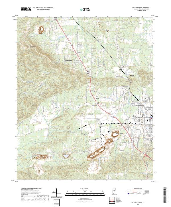 Sylacauga West, AL — USGS 7.5-minute topo (2024)