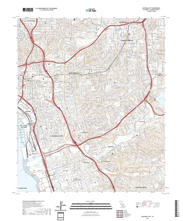 National City, CA — USGS 7.5-minute topo (2021)