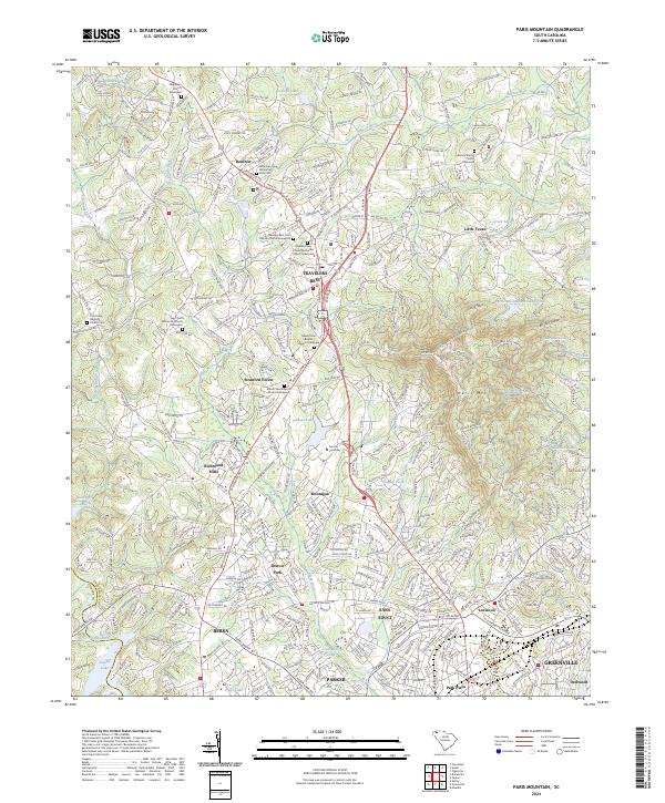 Paris Mountain, SC — USGS 7.5-minute topo (2024)