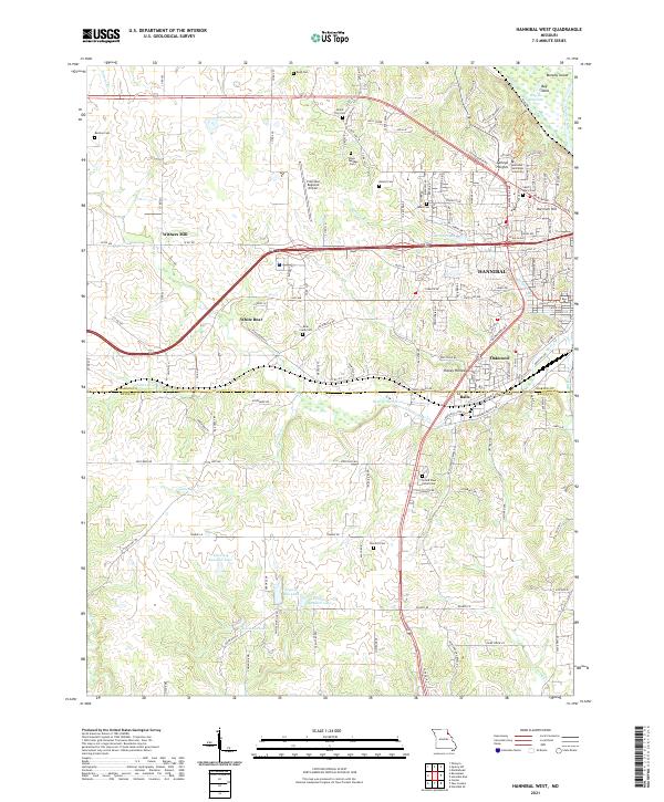 Hannibal West, MO — USGS 7.5-minute topo (2021)