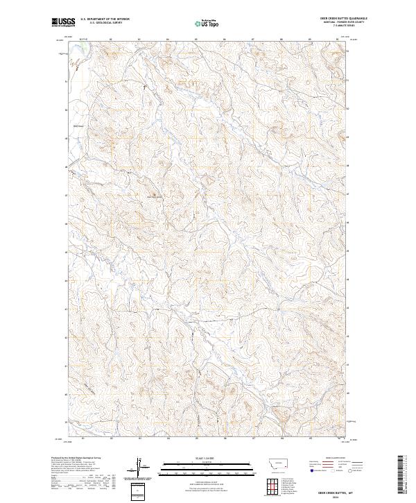 Deer Creek Buttes, MT — USGS 7.5-minute topo (2024)