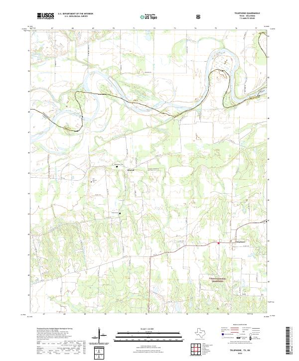 Telephone, TX-OK — USGS 7.5-minute topo (2022)