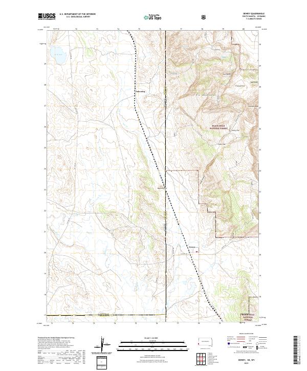 Dewey, SD-WY — USGS 7.5-minute topo (2021)