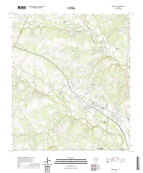 Liberty Hill, TX — USGS 7.5-minute topo (2022)